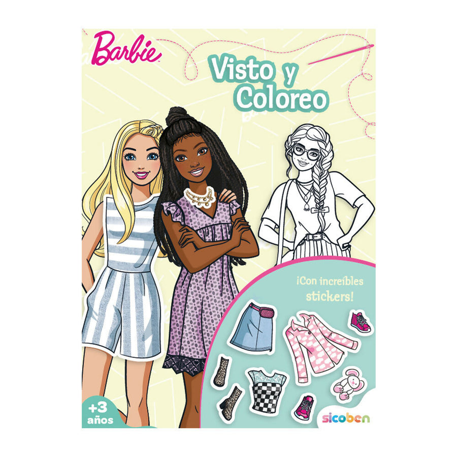 Libro de colorear Visto y Coloreo de Barbie, perfecto para estimular la creatividad y diversión de los niños