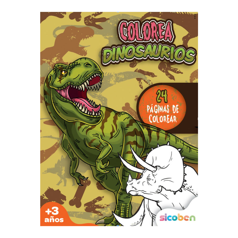 Libro de colorear con dinosaurios para niños, ideal para fomentar la creatividad y el aprendizaje.