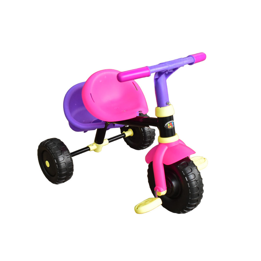 Triciclo metálico para niña Boy Toys, ideal para el desarrollo motriz y equilibrio. Colores llamativos y durabilidad.
