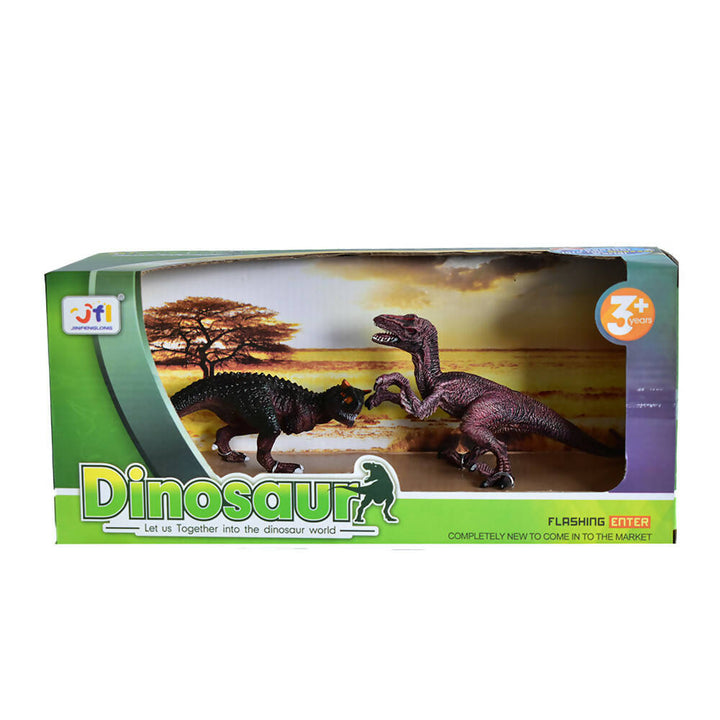 Set de dinosaurios x2 para niños, ideal para juegos educativos y aventuras prehistóricas.